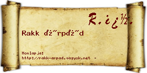 Rakk Árpád névjegykártya